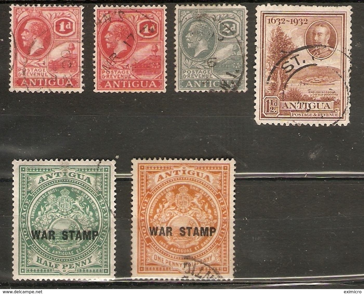 ANTIGUA SMALL ALL DIFFERENT FINE USED GEORGE V LOT - 1858-1960 Crown Colony