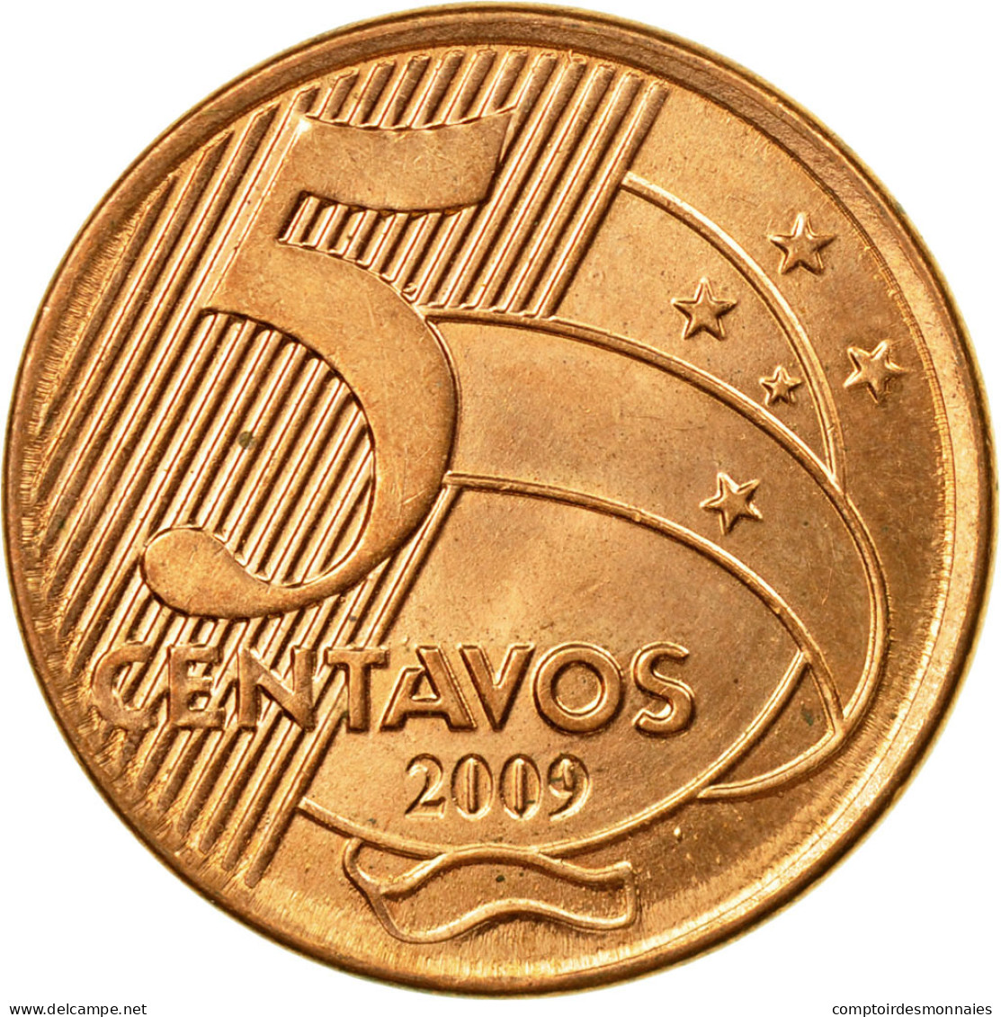 Monnaie, Brésil, 5 Centavos, 2009, TTB, Copper Plated Steel, KM:648 - Brésil