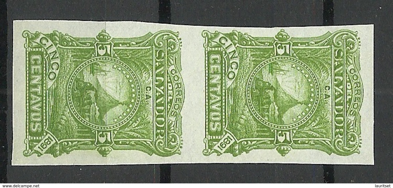 EL SALVADOR 1891 Michel 39 ESSAY Color PROOF As A Vertical Pair (*) - El Salvador