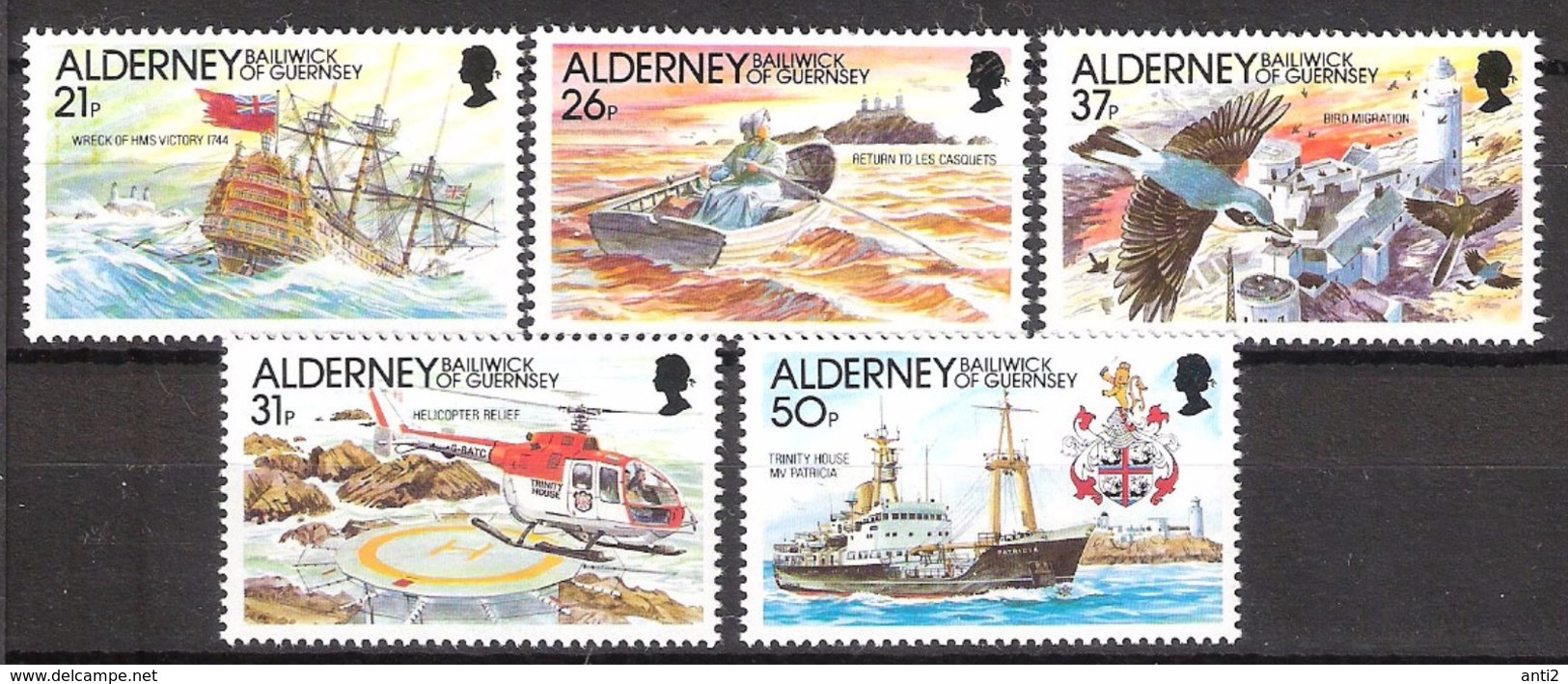 Alderney 1991 Automation Of Beacons On The Casquets., Ships, Coast, , Mi 49-53, MNH(**) - Alderney