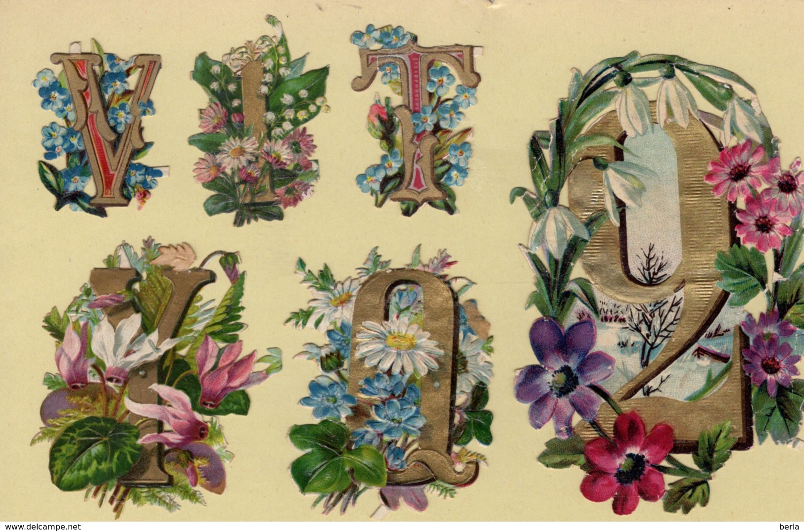 CHIFFRES Et LETTRES FLEURIS. Planche De   . H= 20 X 20  Cm - Bloemen