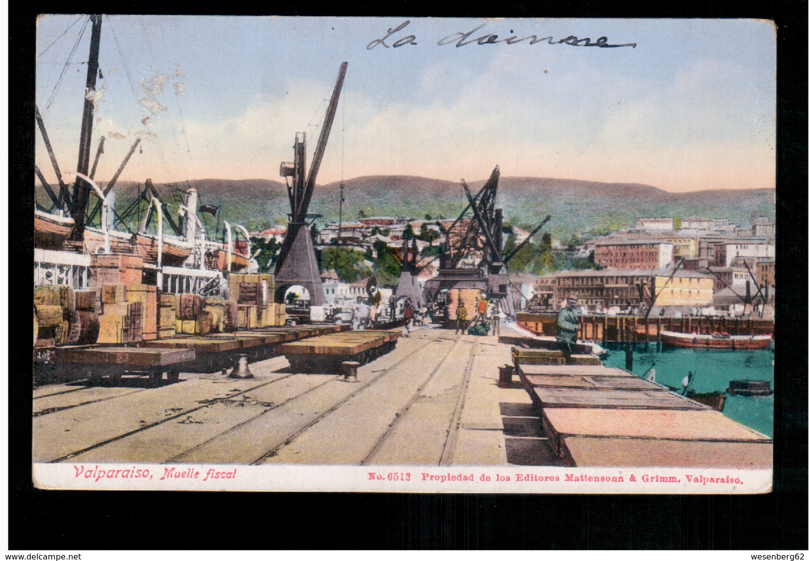 CHILE Valparaiso  Muelle Fiscal Ca 1915 OLD POSTCARD 2 Scans - Cile