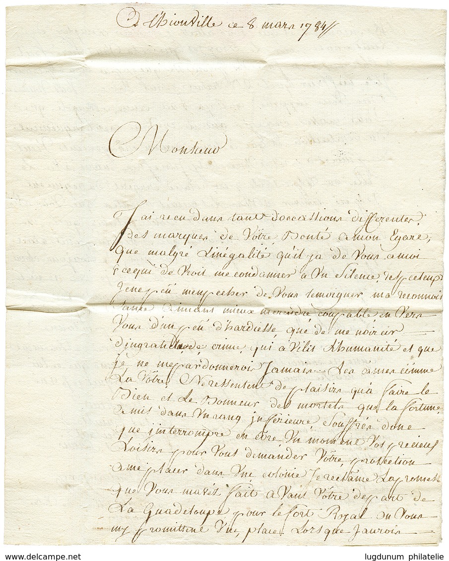 "THIONVILLE Pour La MARTINIQUE " : 1784 Cachet Rare P.PAYE / THION (indice 26) + Cachet Trés Rare FRANCE (Jamet N°19) Su - Autres & Non Classés