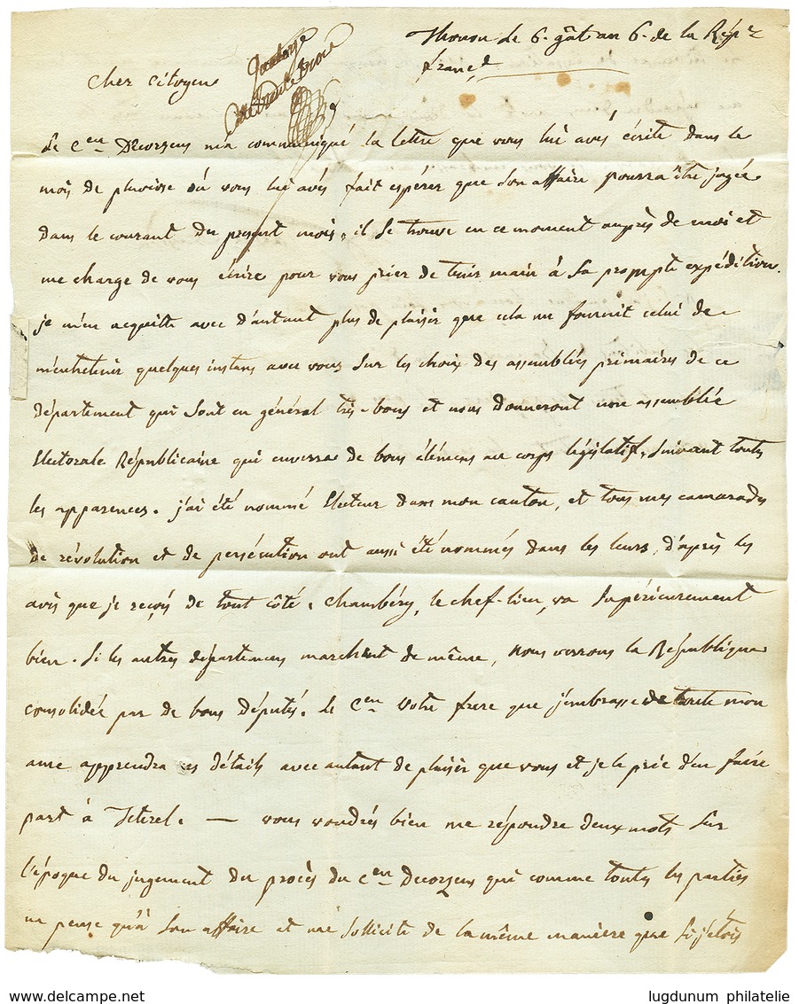 CARROUGE : An 6 P.84.P CARROUGE Sur Lettre Avec Texte Daté "THONON". Superbe. - Autres & Non Classés