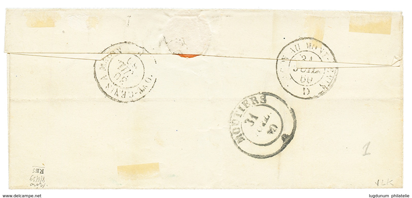 1860 FRANCE 20c(n°14) Obl. Cachet Sarde LA CHAMBRE Sur Lettre Pour MOUTIERS. Trés Rare. Superbe. - Other & Unclassified