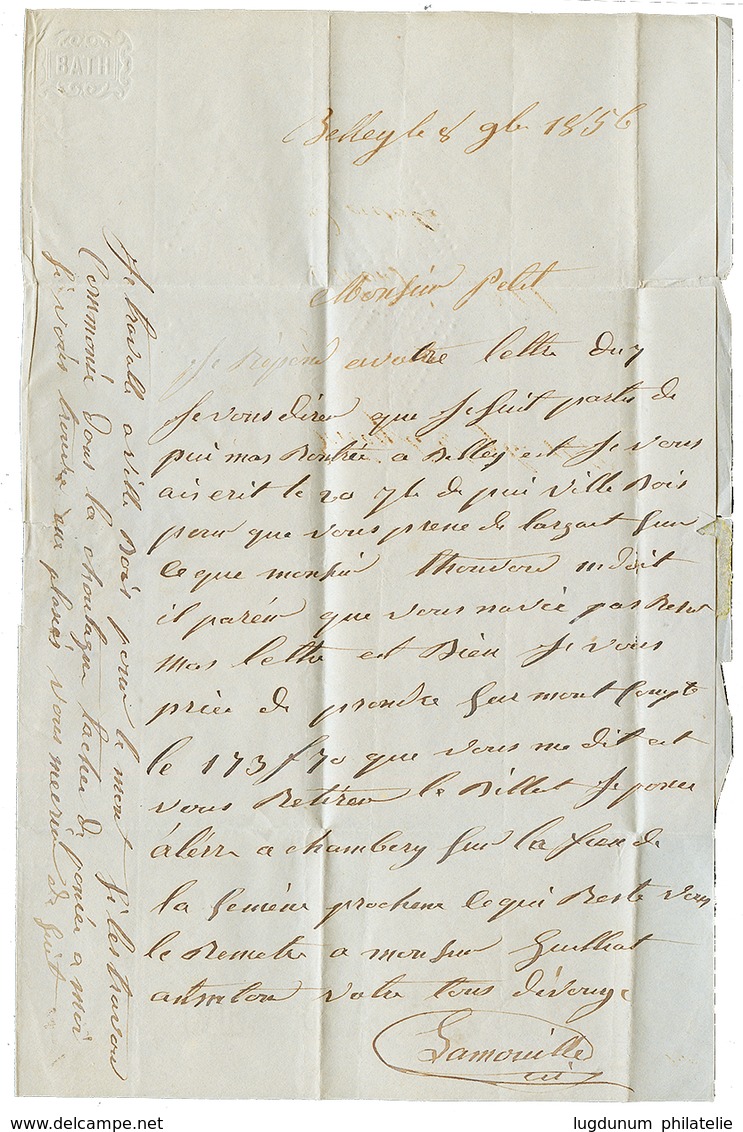 SAVOIE : 1856 20c(n°14) Léger Pli Obl. PC 358 + Cachet Sarde YENNE + Taxe 25 D.T + SARD. BELLEY Sur Lettre Avec Texte De - Other & Unclassified