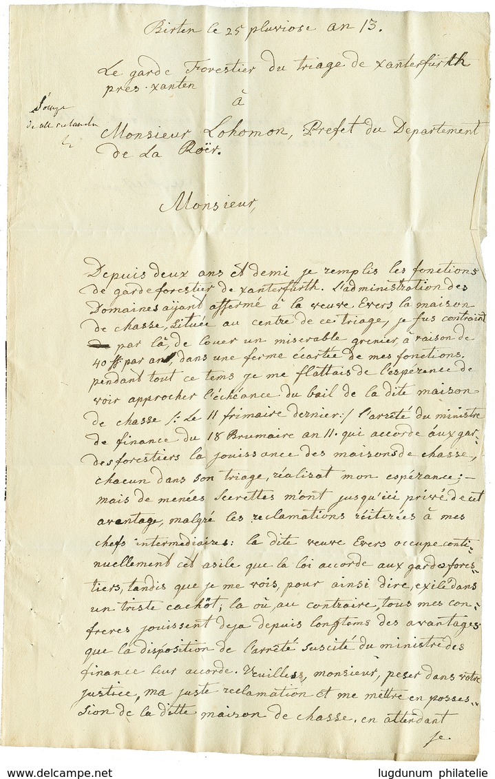 An 13 P.103.P GUELDRES Rouge Sur Lettre Avec Texte Daté "BIRTEN" Pour AIX LA CHAPELLE. - 1792-1815: Dipartimenti Conquistati