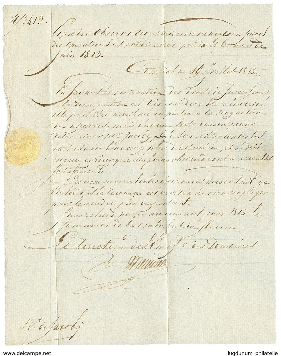 1813 P.124.P AURICH En Rouge Sur Lettre Avec Texte Pour EMDEN. TTB. - 1792-1815: Départements Conquis