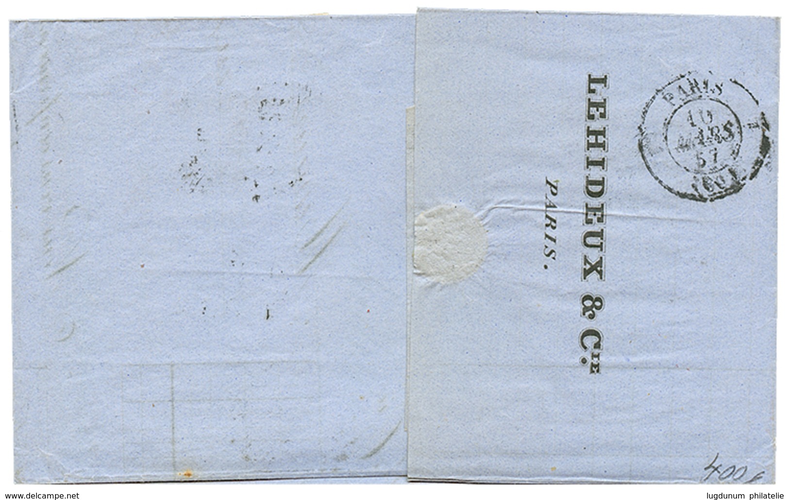 PARIS - Annulation De Fortune : 1857 10c(n°13) Annulé PLUME + Cachet De PARIS Sur Lettre Locale. Rare. Signé SCHELLER. S - 1853-1860 Napoleon III