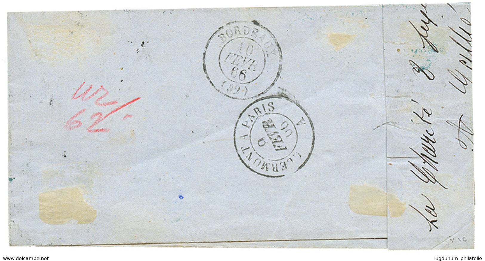 1866 20c(n°22) Obl. Bureau De PASSE 897 + T.15 LA CHARITE Sur Lettre. Superbe. - 1863-1870 Napoléon III. Laure