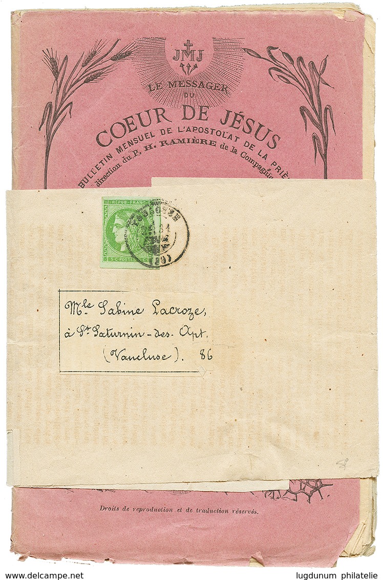 1871 5c BORDEAUX (n°42B) TTB Margé Obl. Cad TOULOUSE Sur Bande Avec Fascicule "COUEUR DE JESUS" Complet De 72 Pages Pour - 1870 Ausgabe Bordeaux