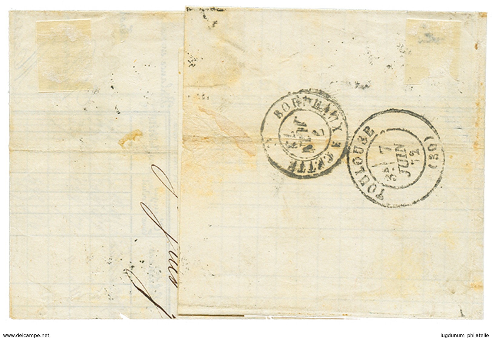 1872 40c BORDEAUX (n°48) TTB Margé + 5c EMPIRE (n°20) + 25c CERES (n°60) Obl. GC 4261 + VILLENEUVE-S-LOT Sur Lettre Pour - 1870 Ausgabe Bordeaux