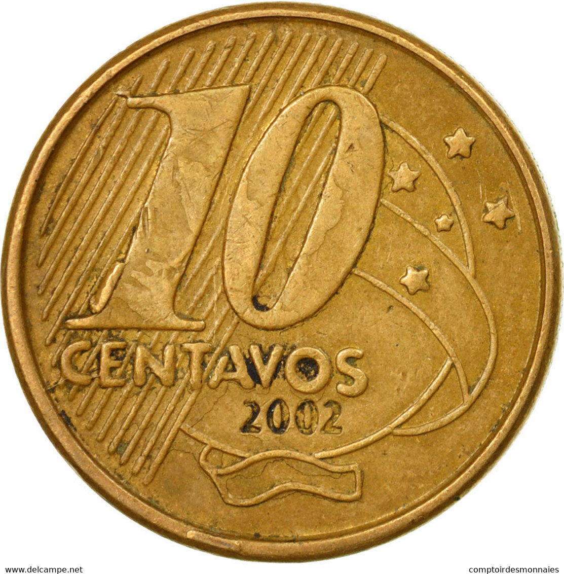 Monnaie, Brésil, 10 Centavos, 2002, TTB, Bronze Plated Steel, KM:649.2 - Brésil