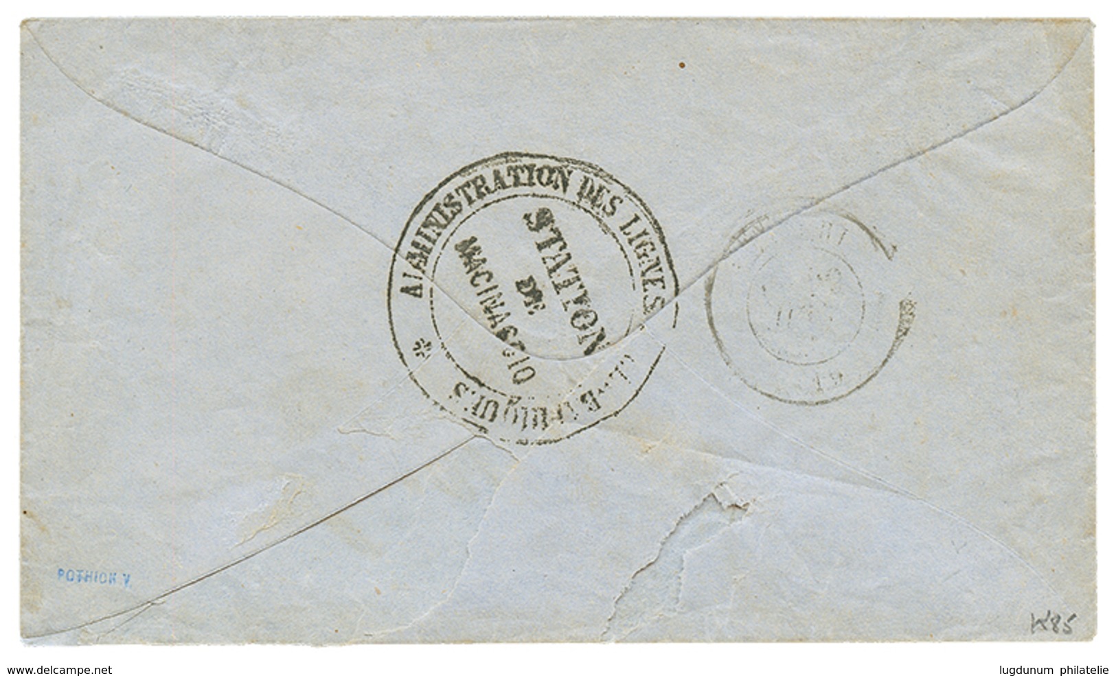 CORSE : 1874 25c CERES(n°60) Obl. GC 3182 + Cachet TELEGRAPHIQUE MACINAGGIO + T.17 ROGLIANO Sur Enveloppe TELEGRAMME Pou - 1871-1875 Ceres