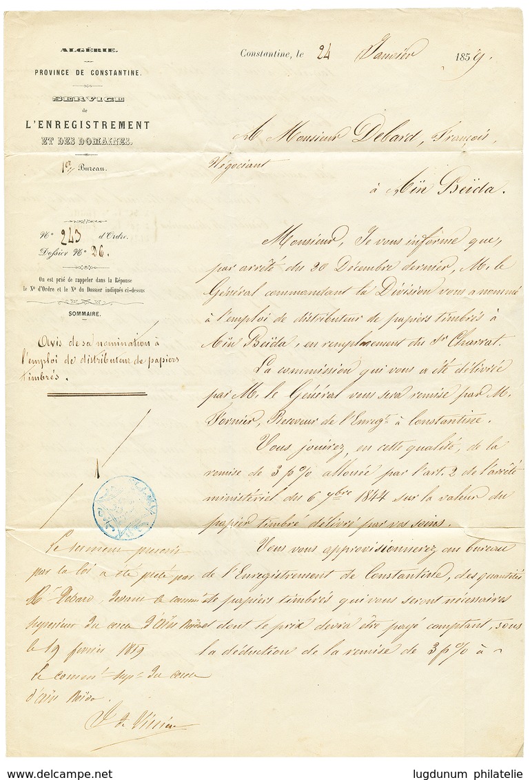 "Paire Du 10c TAXE LITHO. Utilisé En ALGERIE" : 1859 Paire Du 10c TAXE (n°1) , Un Timbre Petit Défaut Obl. CONSTANTINE A - Sonstige & Ohne Zuordnung