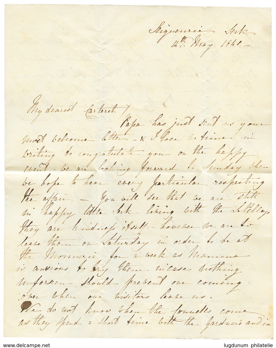 "SARK" : 1840 Taxe "2" Sur Lettre (4 Pages) Avec Texte Daté "SEIGNEURIE SERK" Pour OXFORD( ANGLETERRE). Verso, SOUHAMPTO - 1701-1800: Vorläufer XVIII