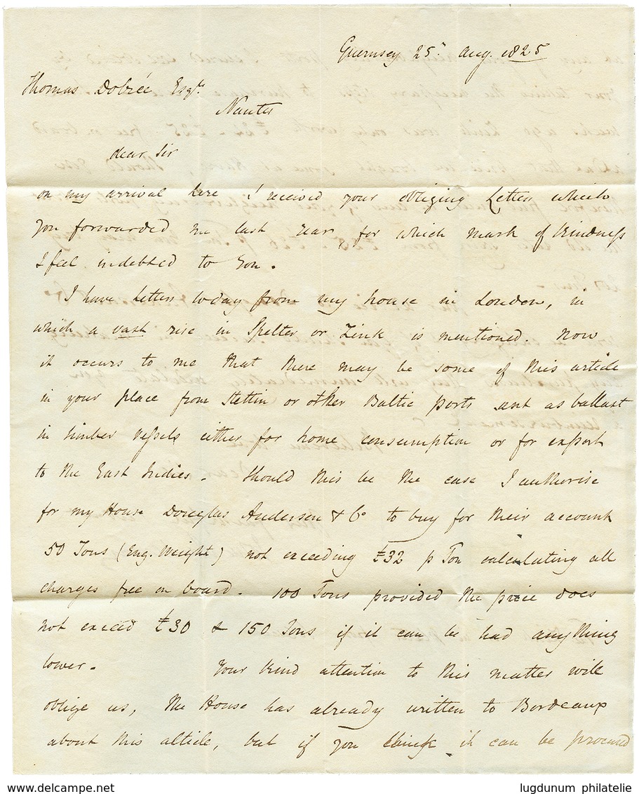 1825 GRANDE BRETAGNE PAR ST MALO Sur Lettre Avec Texte De GUERNESEY Pour NANTES. Superbe. - 1701-1800: Vorläufer XVIII