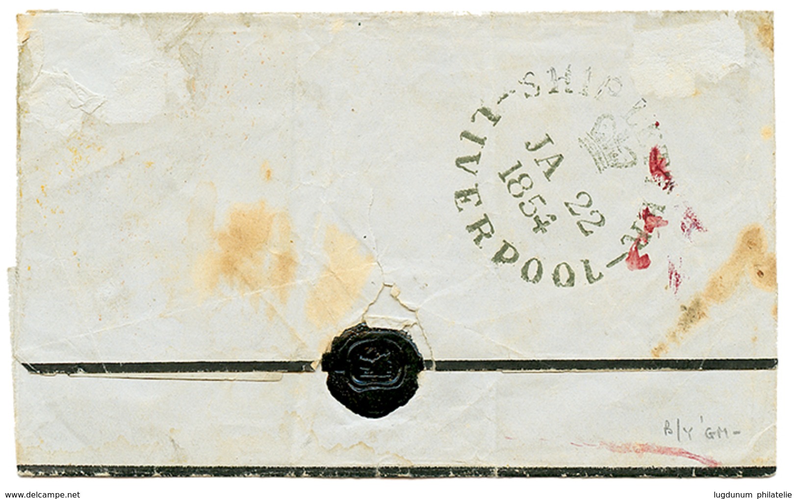 "GUERNESEY Pour Le BRESIL" : 1854 GUERNSEY In Red + Taxe 8 Sur Lettre Pour RIO DE JANEIRO. TB. - 1701-1800: Vorläufer XVIII