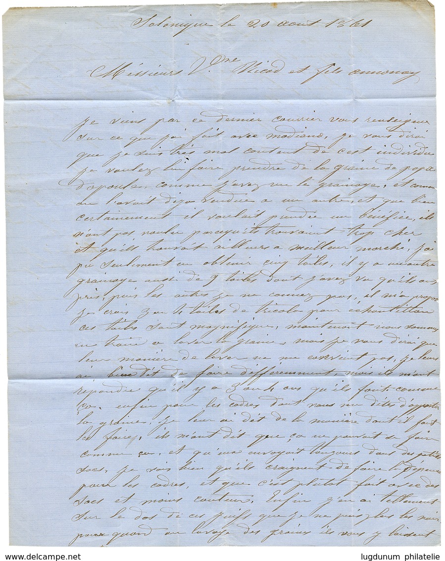 Paquebot "TELEMAQUE" : 1861 10c(n°13) Réparation Estétique + 40c(n°16) Obl. ANCRE + Cachet TELEMAQUE 21 AOUT 61 Sur Lett - Schiffspost