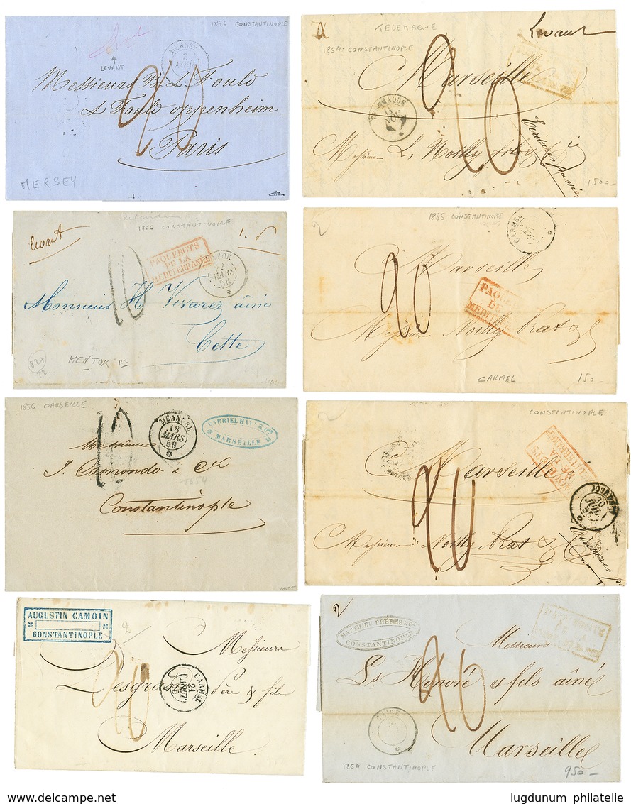 PAQUEBOTS DE LA MEDITERRANEE - Collection De 14 Lettres Avec Cachets De Paquebots Dont Rares (TELEMAQUE, THABOR, MANTOR, - Schiffspost
