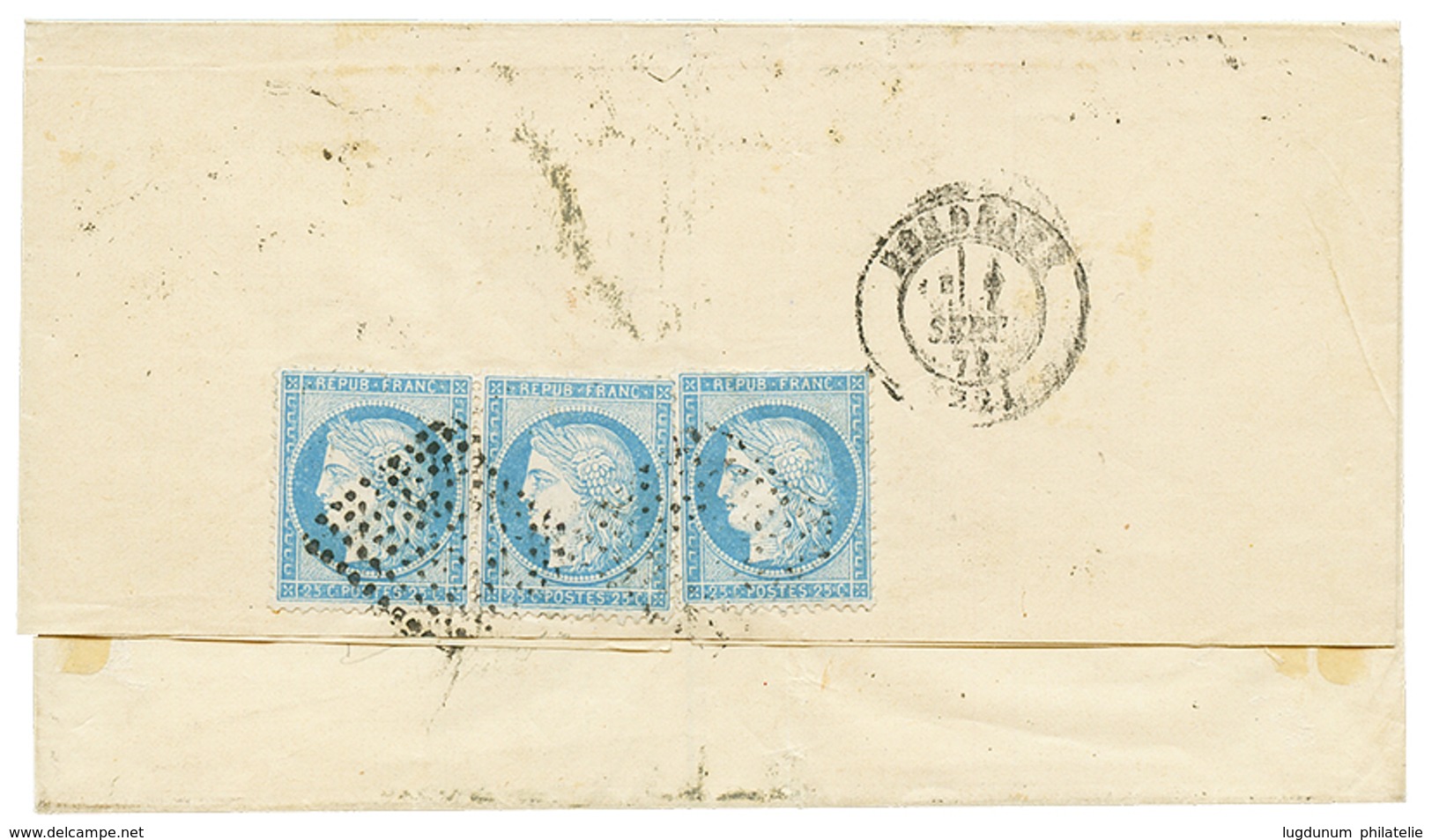 "Oblitération Provisoire De 144 Points" : 1873 ARGENTINE 5 Obl. Spéciale + FRANCE 25c + Verso 25c (x3) Obl. Provisoire T - Schiffspost