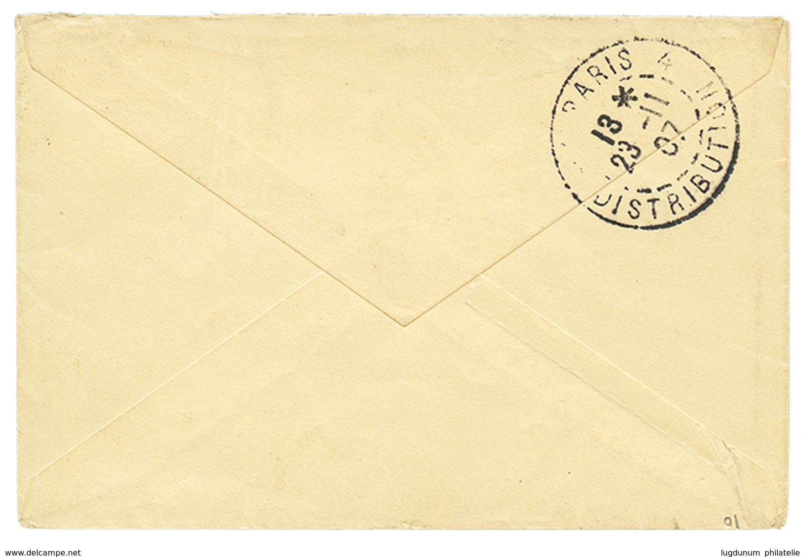 1907 10c SEMEUSE Obl. Trés Rare Cachet Encadré RECEIVED BY FRENCH STEAMER BOMBAY Sur Lettre Pour PARIS. TTB. - Schiffspost