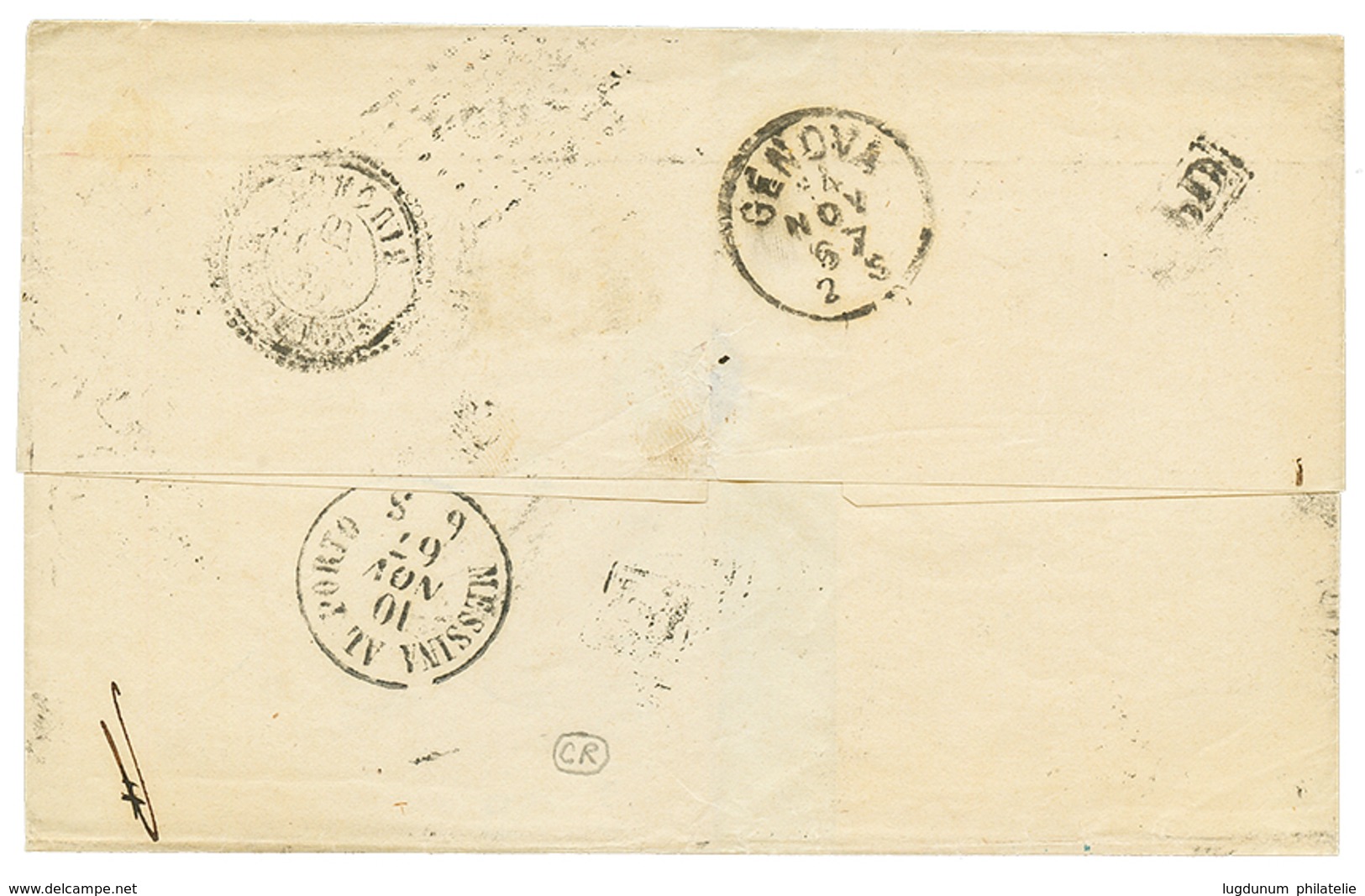 1867 40c(n°23)x3 Obl. GC 5095 + SALONIQUE TURQUIE Sur Lettre Pour L' ITALIE. TTB. - Autres & Non Classés