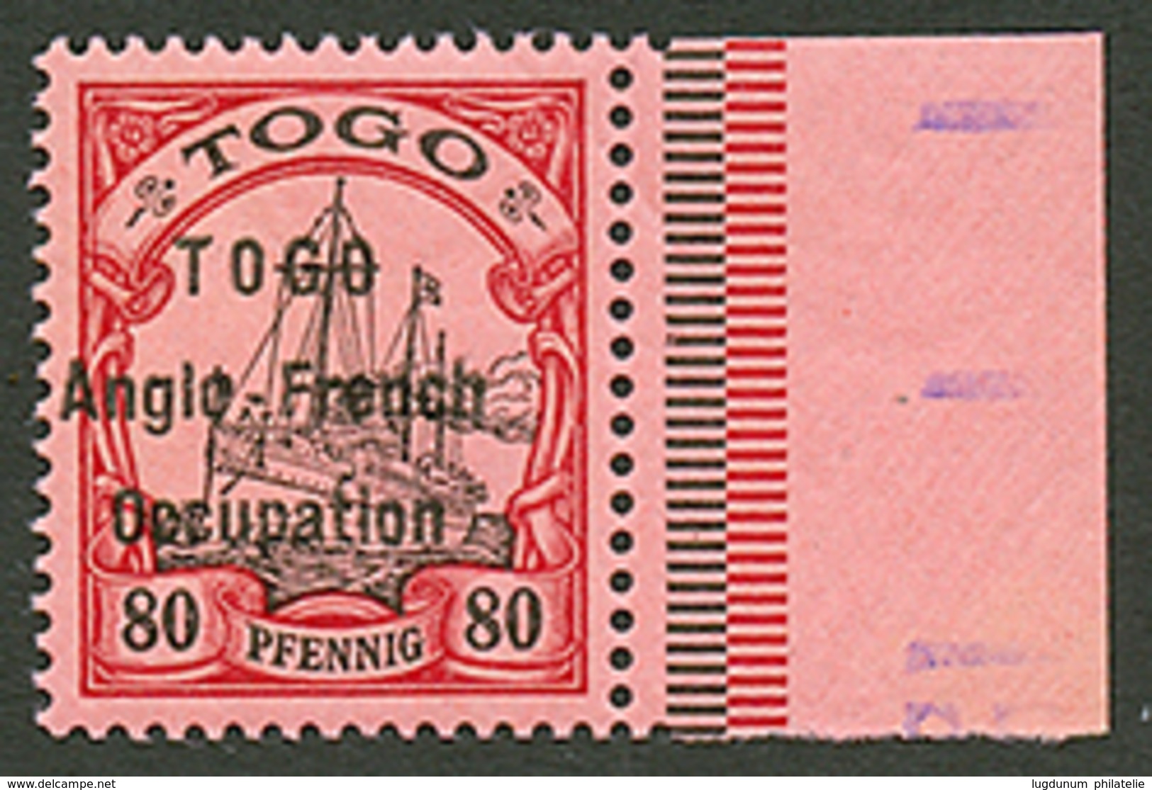 TOGO - ANGLO FRENCH OCCUPATION 80pf(n°40) Neuf Sans Charnière **. Ce Timbre Provient D'un Bloc De 37 (CERTIFICAT HOLCOMB - Other & Unclassified