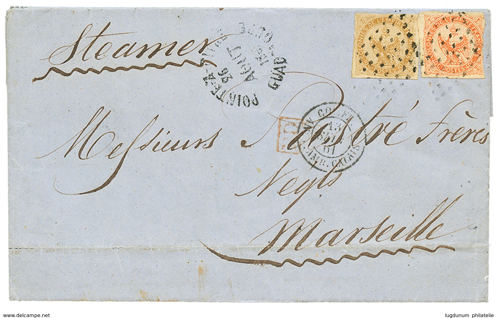 GUADELOUPE : 1861 AIGLE 10c + 40c Sur Lettre De POINTE A PITRE Pour La FRANCE. TB Date. TB. - Sonstige & Ohne Zuordnung