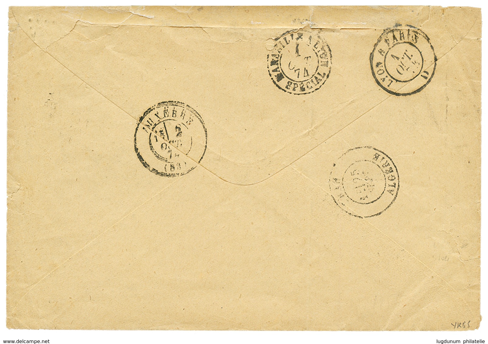 "LAMORICIERE" : 1874 25c CERES(n°60) Obl. GC 5126 + LAMORICIERE ALGERIE Sur Enveloppe Pour La FRANCE. Bureau Trés Rare.  - Sonstige & Ohne Zuordnung