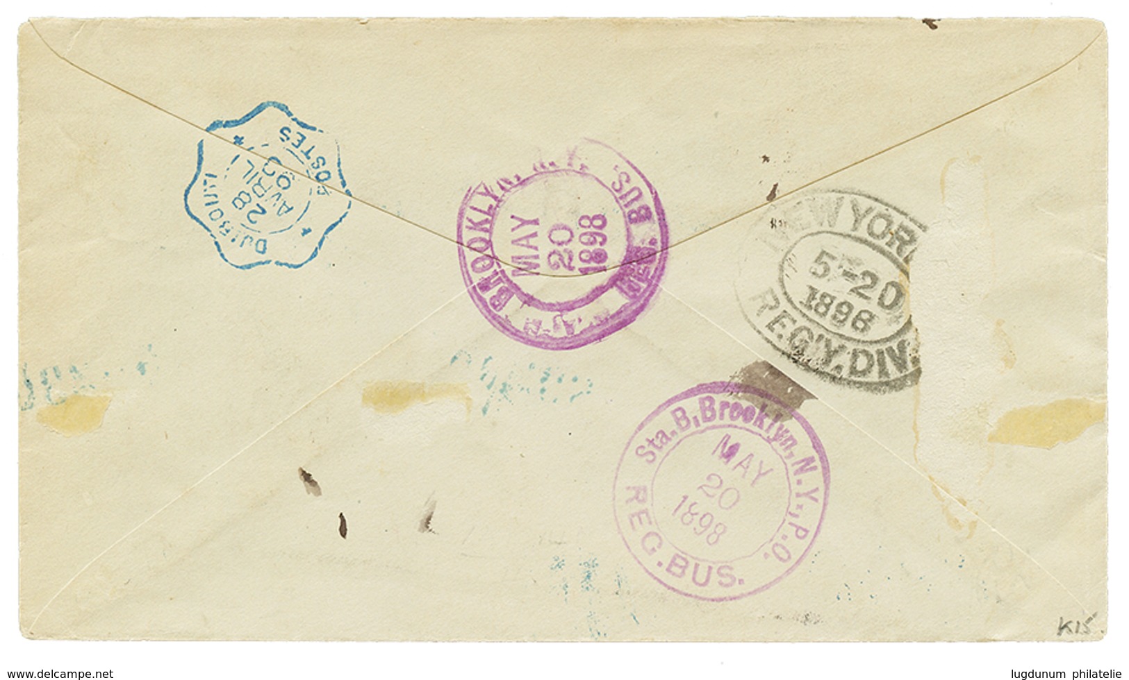 COTE DES SOMALIS : 1895 15c+ 25c+ 30c Obl. DJIBOUTI Sur Enveloppe RECOM Pour Les ETATS-UNIS. TTB. - Sonstige & Ohne Zuordnung