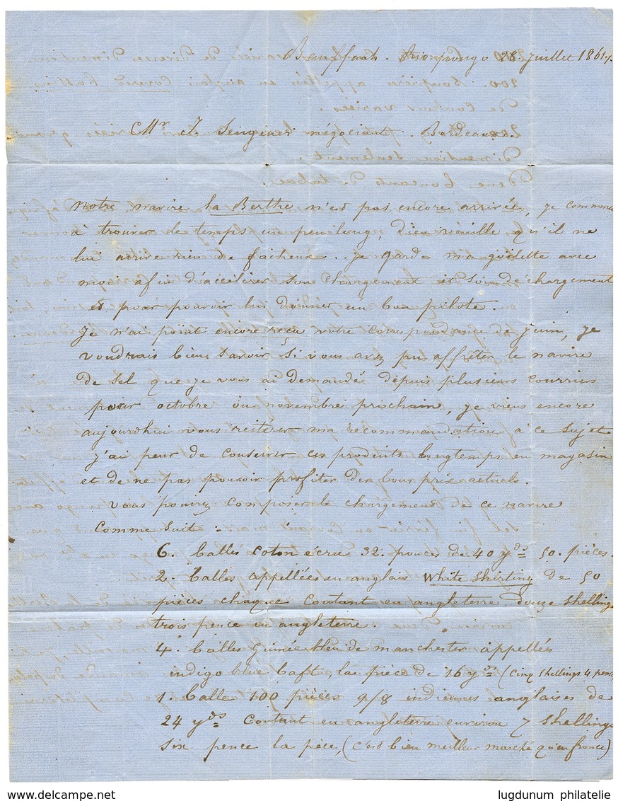 GUINEE - BOFFA Via SIERRA-LEONE : 1861 GB/1F60c + GB/2F Sur Lettre Avec Texte Daté "BAUFFRAH , RIO PONGO" Pour La FRANCE - Sonstige & Ohne Zuordnung