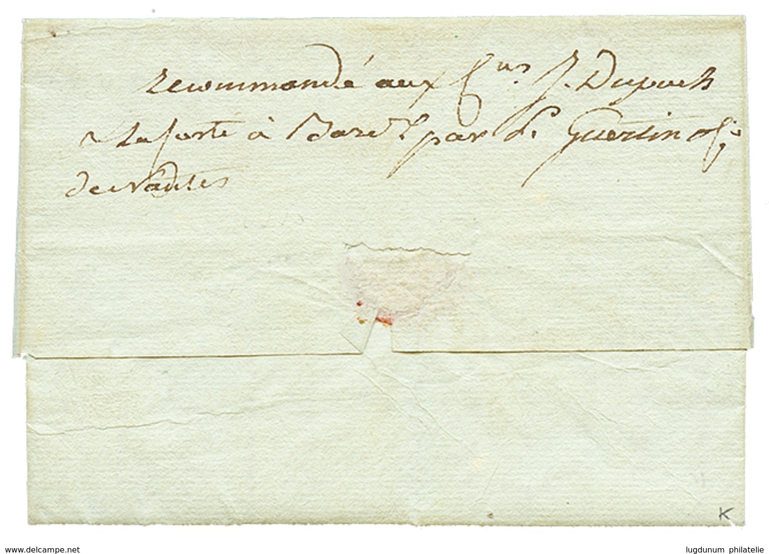 GUYANE : 1800 Taxe "2e" Sur Lettre Avec Texte De NANTES Pour CAYENNE. Verso, Achemineur "RECOMMANDE Aux Soins DUPUCH à B - Sonstige & Ohne Zuordnung