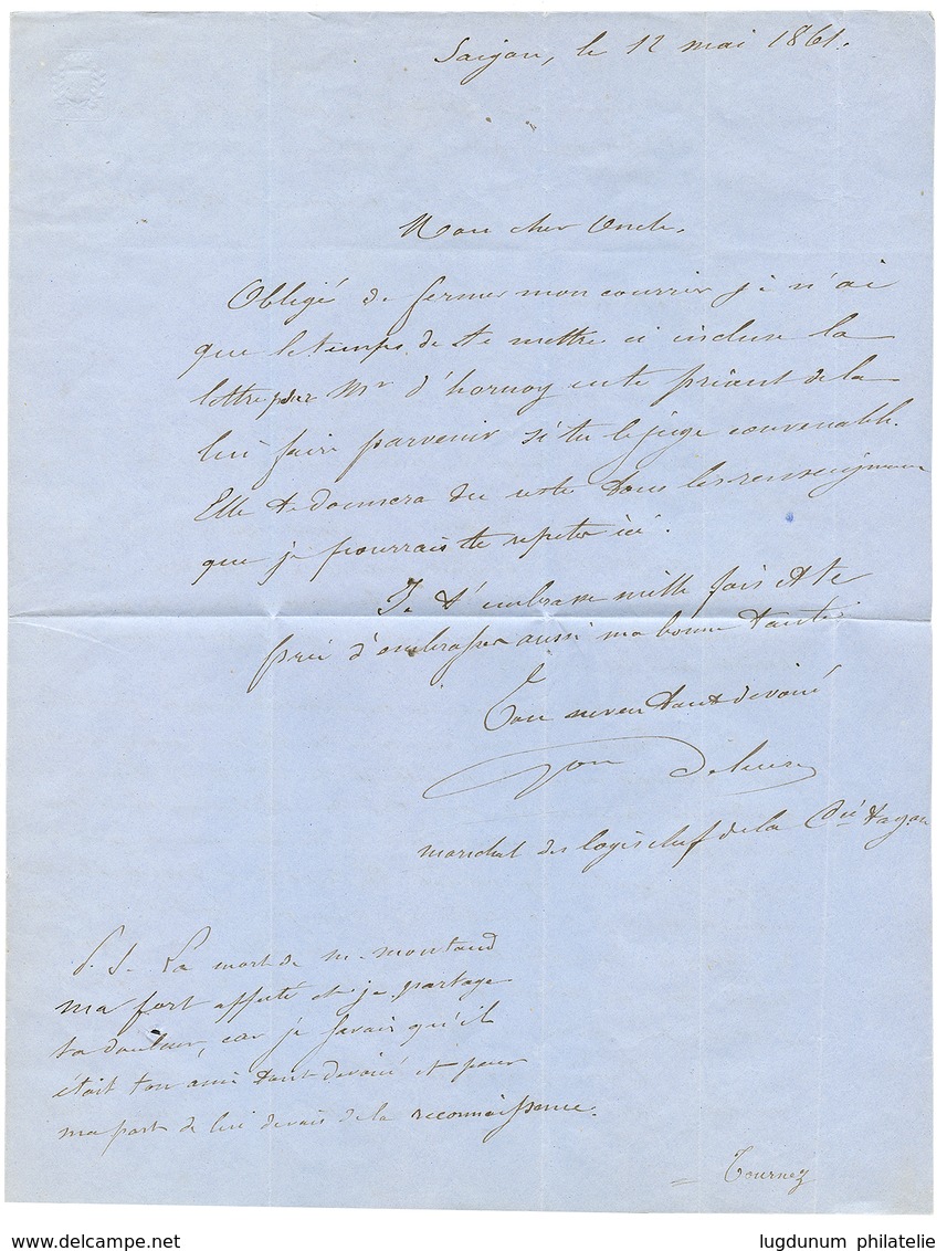 CAMPAGNE FRANCO-ESPAGNOLE En COCHINCHINE : 1861 CORPS EXP. CHINE Bau A + Taxe 6 + "CORPS EXPEDre De COCHINCHINE" Manuscr - Sonstige & Ohne Zuordnung