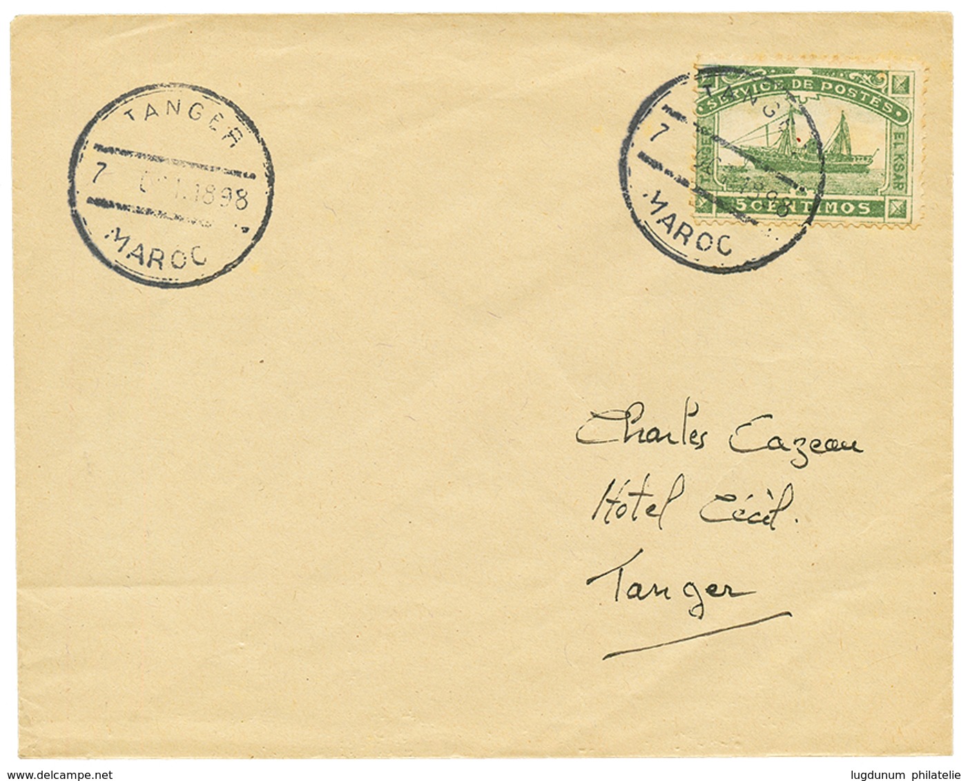 MAROC : POSTE LOCALE 1898 5c Obl. TANGER MAROC Sur Enveloppe. TTB. - Sonstige & Ohne Zuordnung