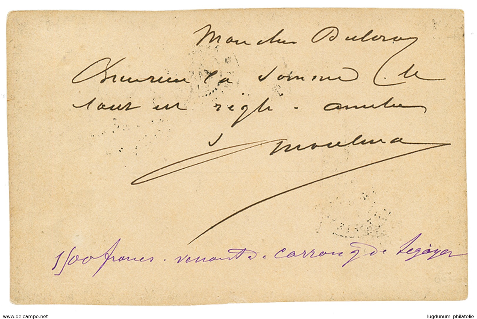 REUNION : 1890 CG 5c CERES +5c A. DUBOIS Obl. STE MARIE + B.M Sur CARTE (type Spécial) Pour ST PIERRE. TB. - Sonstige & Ohne Zuordnung