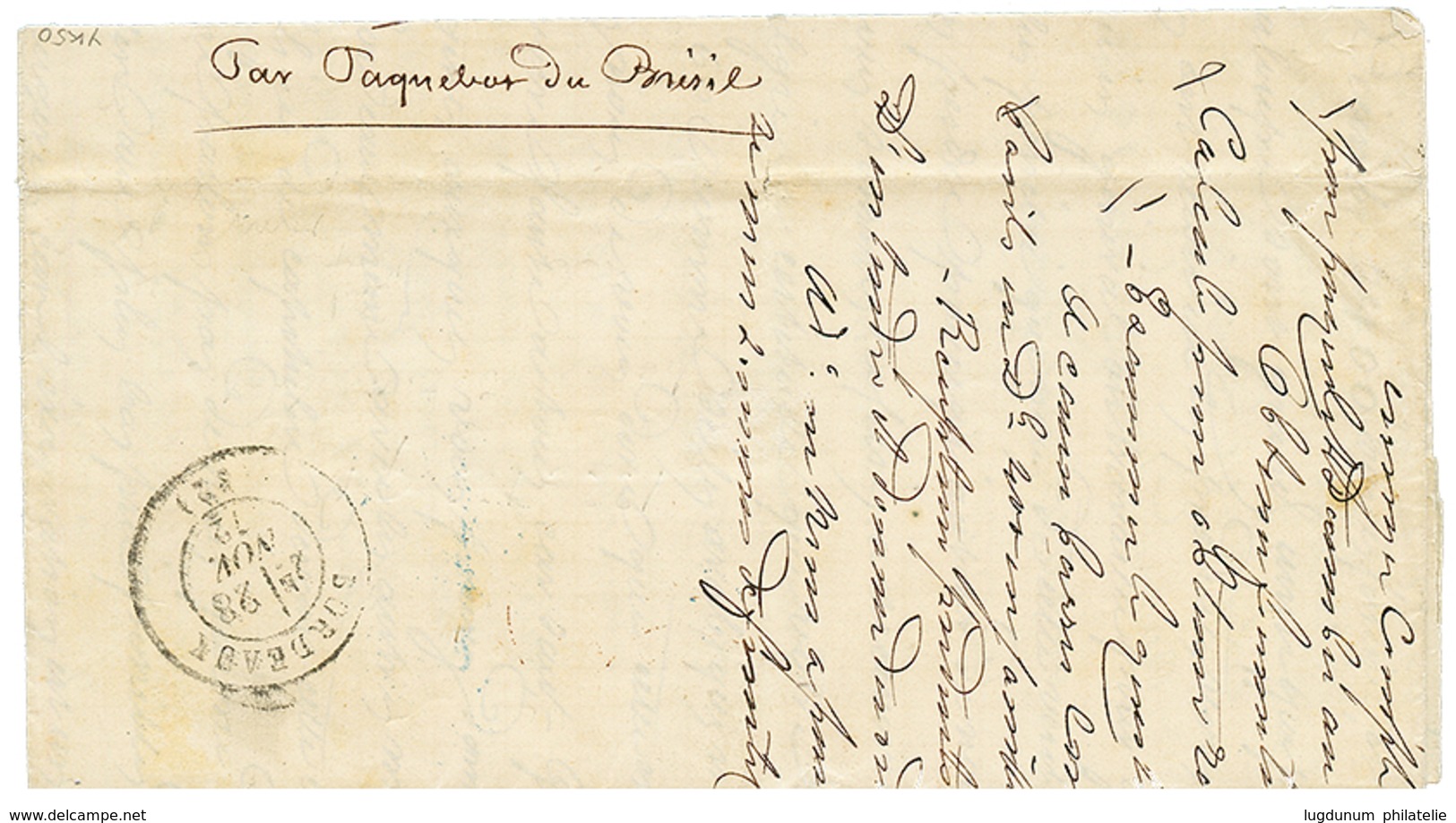 1872 CG 10c CERES (n°11) + Paire 20c CERES (n°12) Obl. SNG + SENEGAL ST LOUIS Sur Lettre Pour La FRANCE. Combinaison RAR - Sonstige & Ohne Zuordnung