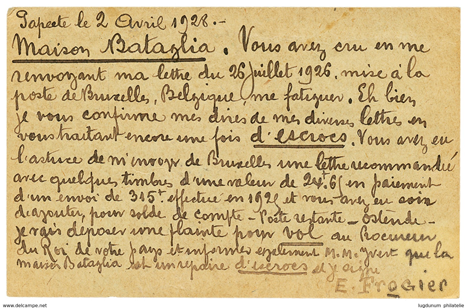 TAHITI : 1926 OCEANIE Entier 20c + 10c(pd)+ 60 S/ 75c(pd) Obl. PAPEETE To BARI (ITALIE). Rare. TB. - Sonstige & Ohne Zuordnung