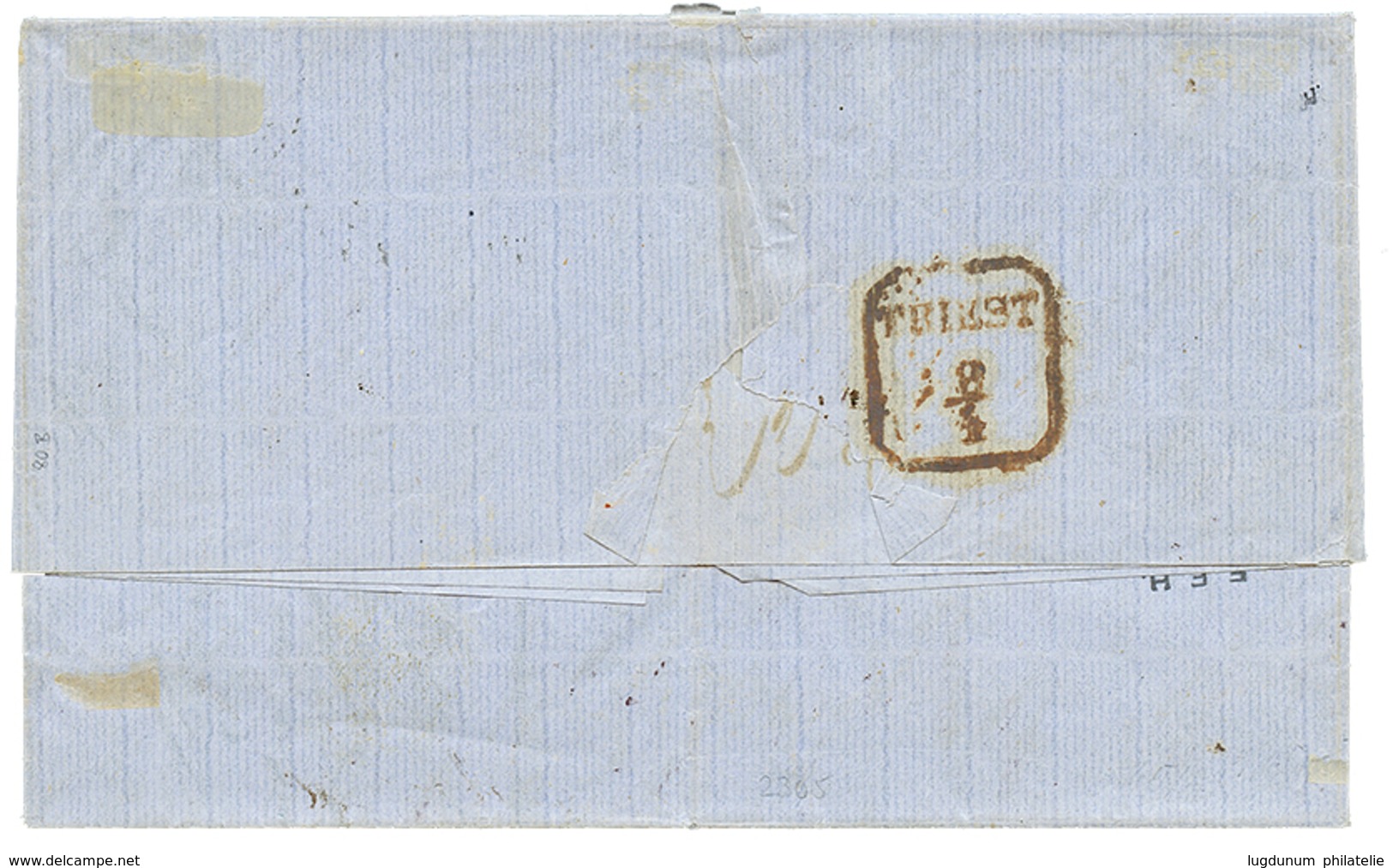 1862 "15" Blue Tax Marking + COL. VAPORE D' ALESSANDRIA On Entire Letter From ALEXANDRIE To TRIESTE. Vvf. - Levante-Marken