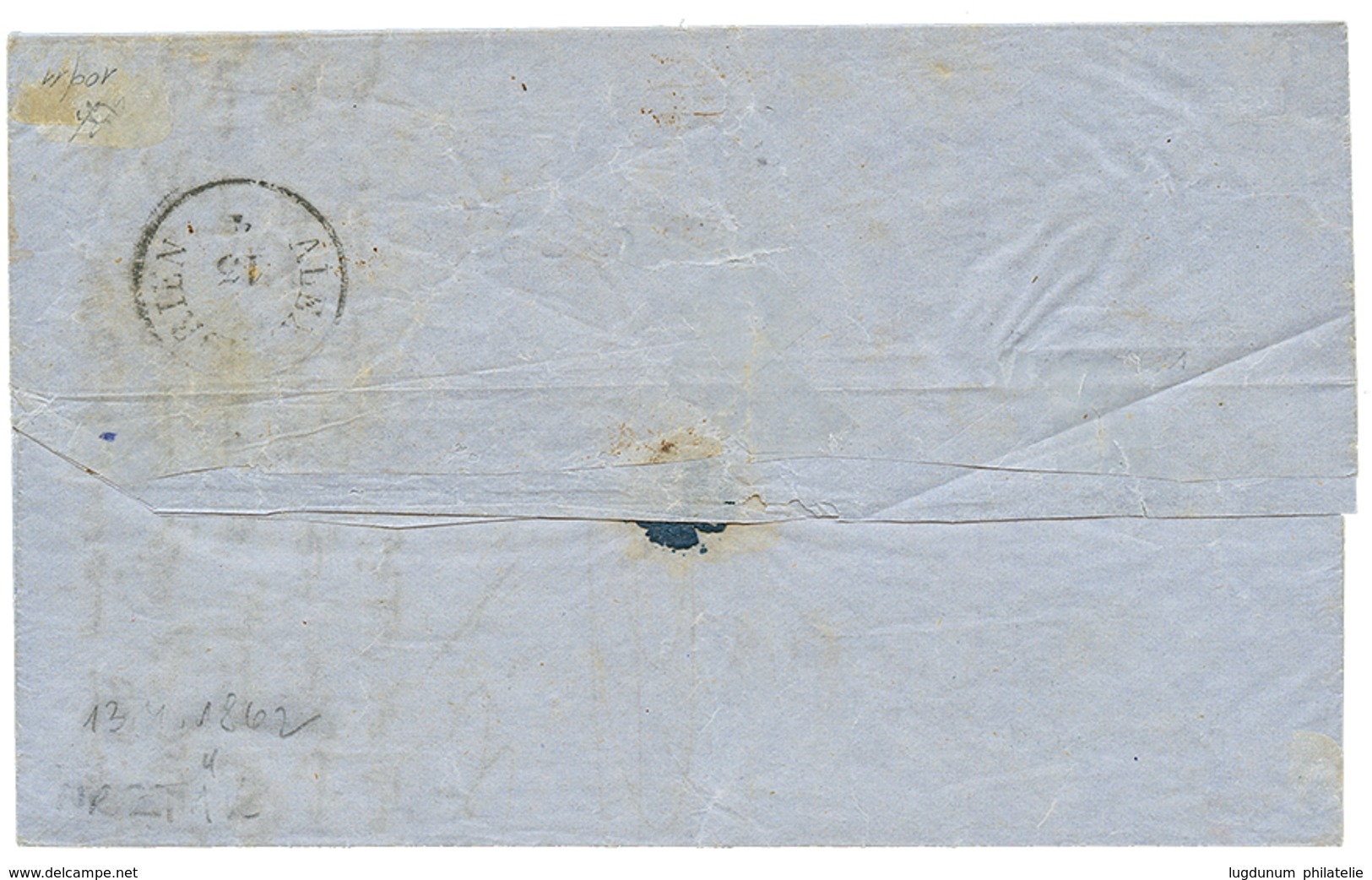 1864 "15" Tax Marking (special Type) On Entire Letter From TRIESTE To ALESSANDRIA(EGYPT). Superb. - Levante-Marken