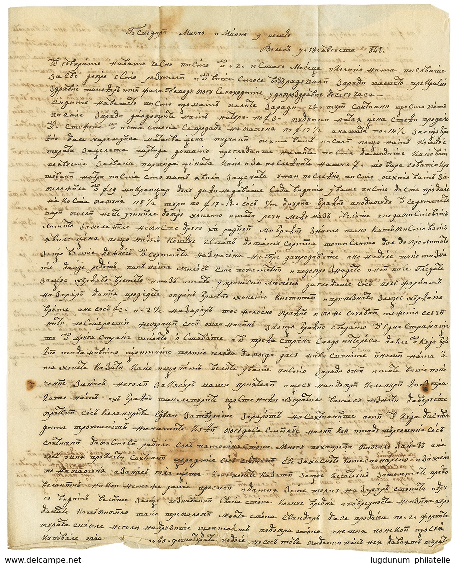 1842 Disinfected Wax Seal ALEKSINAC + ZEMUN On Reverse Of Entire Letter From VELES To PEST. Vvf. - Levante-Marken
