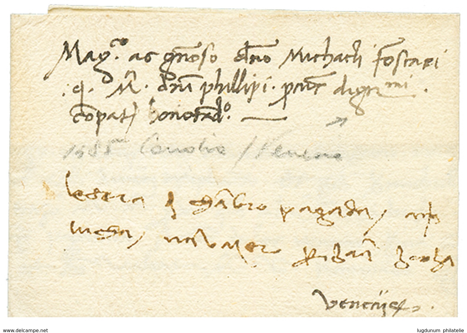 "CANDIA" : 1485 Entire Letter With Full Text From CANDIA (CRETE) To VENEZIA (ITALY). Extremely Scarce At This Date. Supe - Levante-Marken