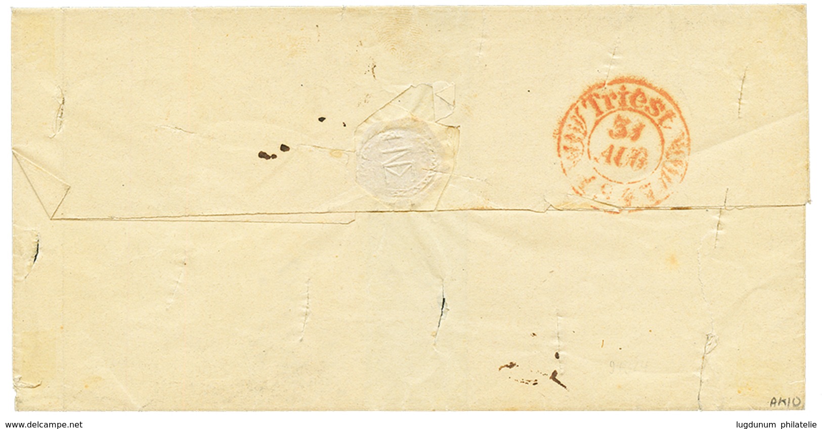 "CANEA" : 1847 "CANEA" Manuscript + Italian Cachet LETa.ARR.PER MARE On Disinfected Entire To TRIESTE. RARE. Vvf. - Levante-Marken