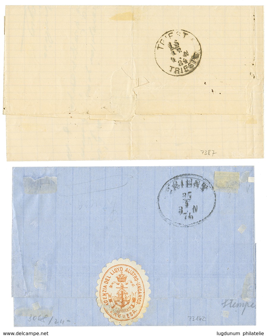 "PREVESA" : 1876/84 2 Covers With 10 SOLDI Canc. PREVESA To TRIESTE. Vvf. - Levante-Marken