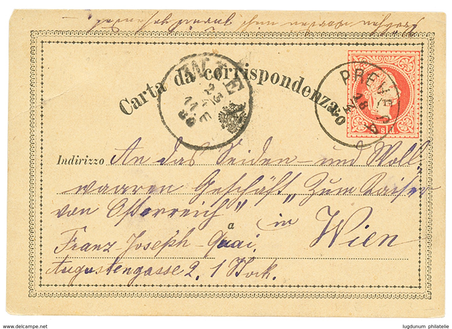 "PREVESA" : 1880 P./Stat 5 Soldi Canc. PREVESA To WIEN. Rare. Superb. - Levante-Marken