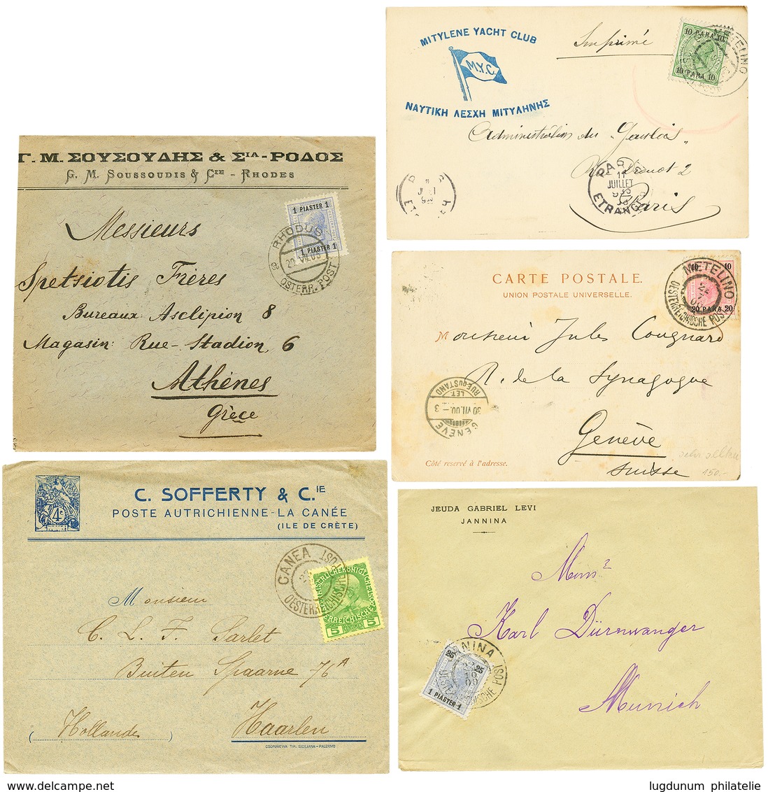 AUSTRIAN LEVANT - Superb Lot Of 13 Covers (RHODES, JANINA, METELINO, PREVESA, CANEA, SALONICH). Vvf. - Levante-Marken