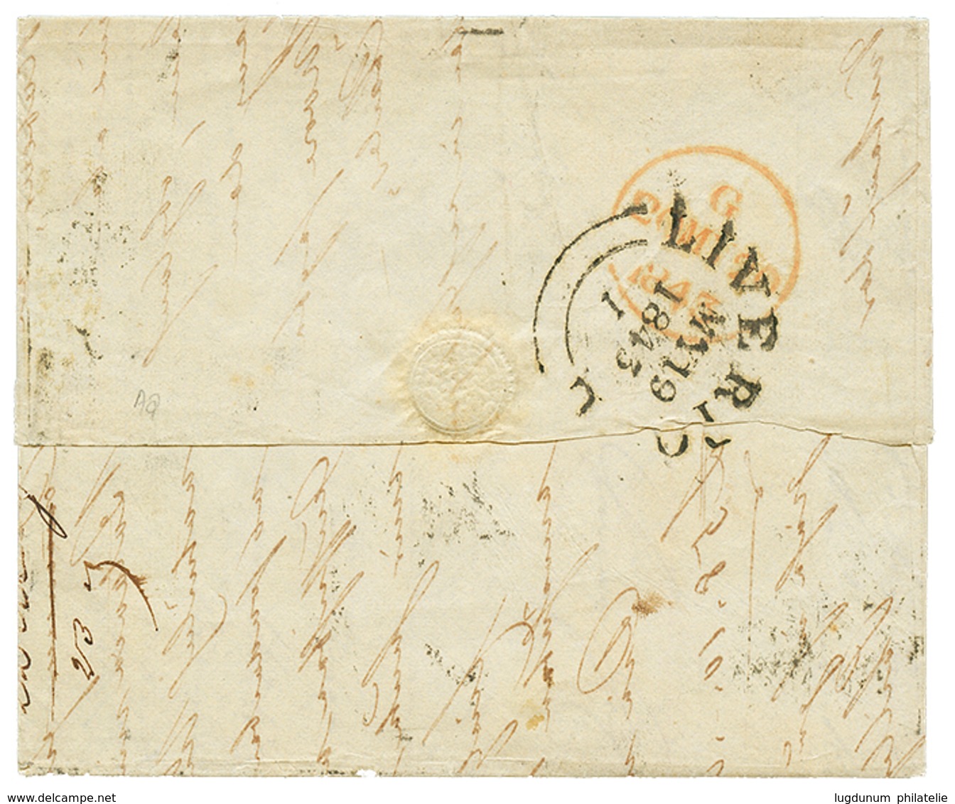 BELGIUM - Incoming Mail : 1843 GREAT BRITAIN 1p Red (touched At Base) + "2" Tax Marking + MORE TO PAY On Entire Letter F - Sonstige & Ohne Zuordnung