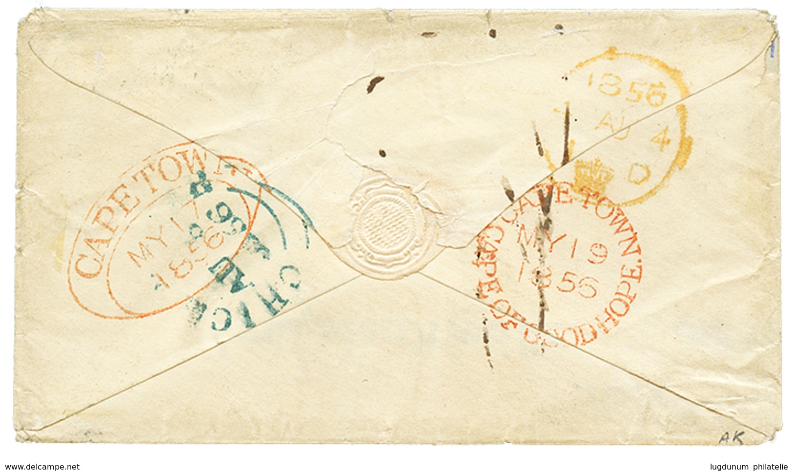 CAPE OF GOOD HOPE : 1855 4d + "8" Tax Marking On Envelope From CAPETOWN To ENGLAND. Vf. - Kap Der Guten Hoffnung (1853-1904)