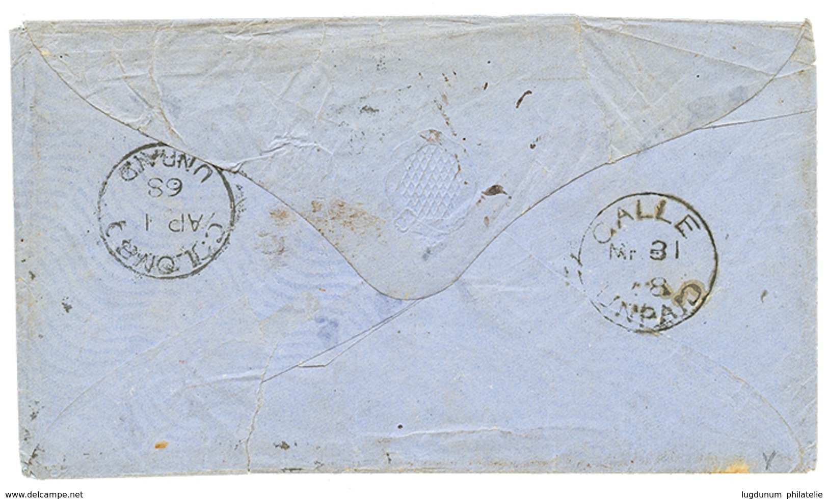 "SUEZ To CEYLON" : 1868 GREAT BRITAIN 6d(x2) Canc. B02 + SUEZ + COLOMBO UNPIAD + Rare Cds DIMBULA UNPAID On Envelope To  - Ceylon (...-1947)