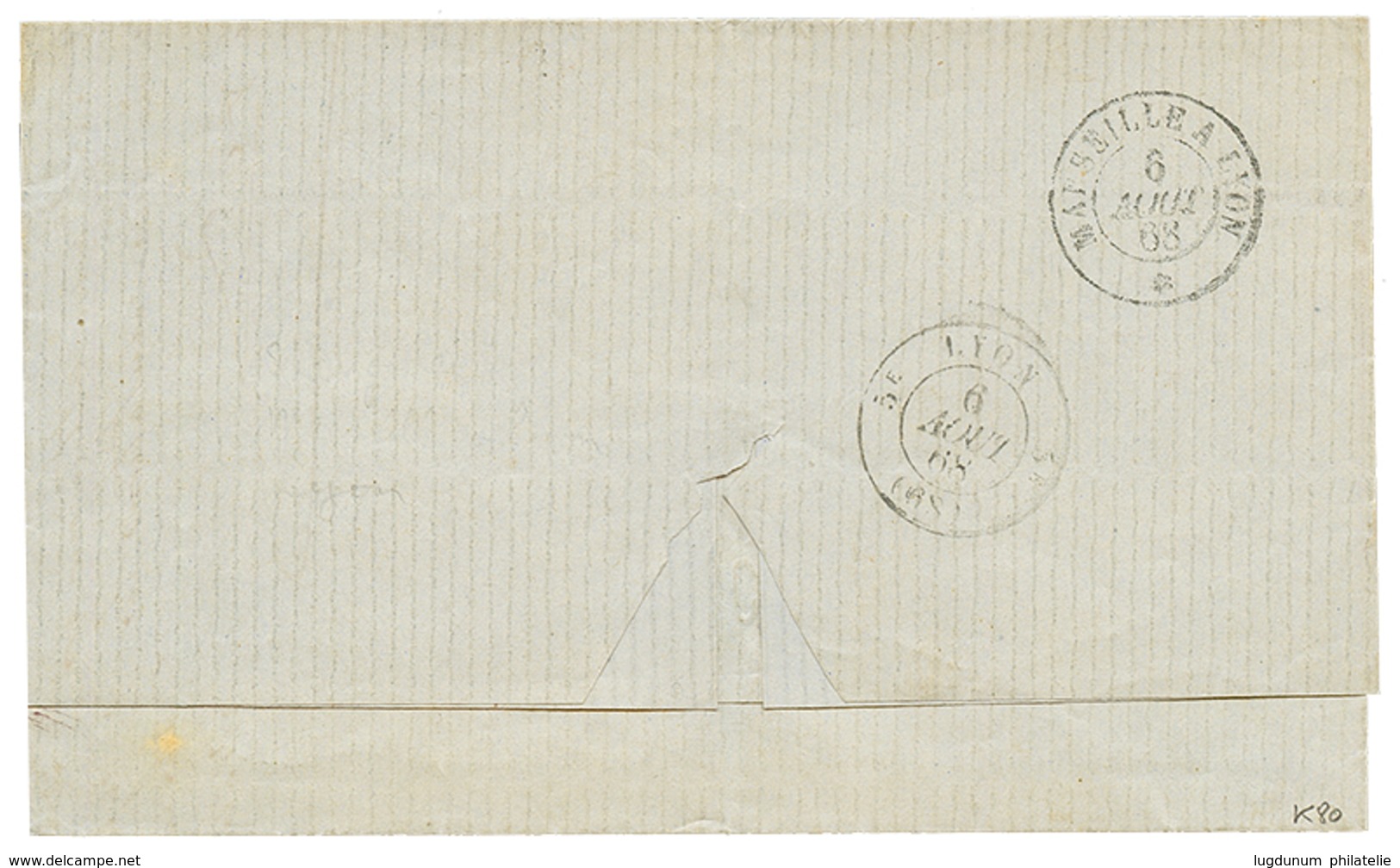 CHINA - French P.O. : 1868 FRANCE 80c Canc. GC 5104 + SHANGHAI Bau FRANCAIS On Cover To FRANCE. Superb. - Sonstige & Ohne Zuordnung